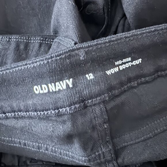 Old Navy Women 12 Black Denim Casual Grunge Mid-Rise Wow Boot-Cut Jeans NWT - Picture 9 of 10